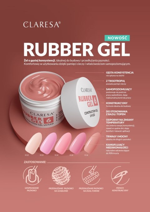 CLARESA NAILS CLARESA Rubber Gel Żel do budowania i przedłużania paznokci 04 - 12 g
