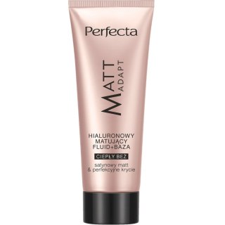 DAX PERFECTA Matt Adapt Hialuronowy Matujący Fluid+Baza do twarzy - ciepły beż 30ml