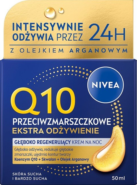 Nivea Q10 przeciwzmarszczkowe ekstra odżywienie głęboko regenerujący krem na noc 50 ml
