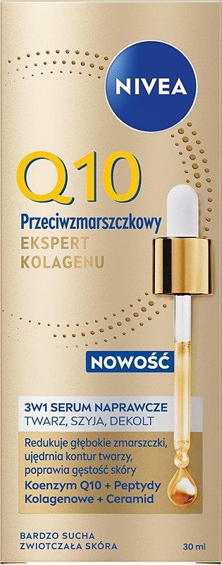Nivea Q10 przeciwzmarszczkowy Ekspert Kolagenu serum naprawcze do twarzy szyi dekoltu 30 ml