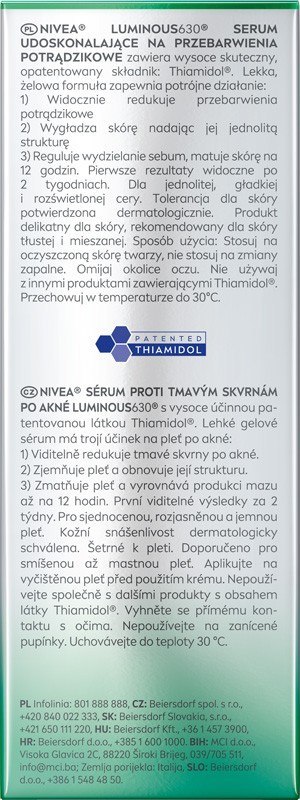 Nivea V LUMINOUS Anti Spot serum p/przebar.trądz