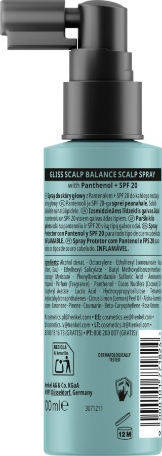 Gliss SCALP spray do skóry głowy SPF20 100 ml