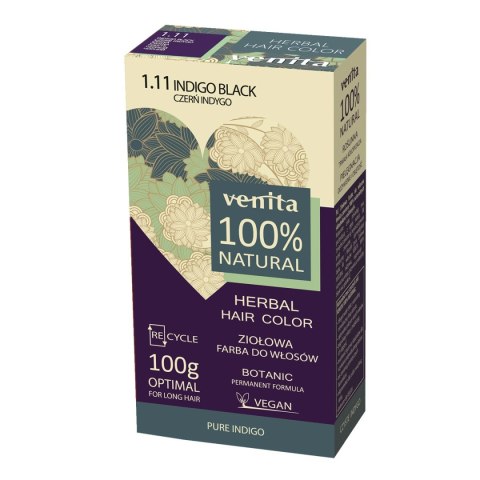 VENITA VENITA Herbal Hair Color Ziołowa farba do włosów nr 1.11 czerń indygo 100 g