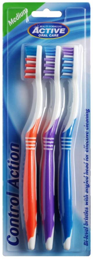 BEAUTY FORMULAS Beauty Formulas Active Oral Care Szczoteczka Control Action średnia mix kolorów 1 op.-3szt