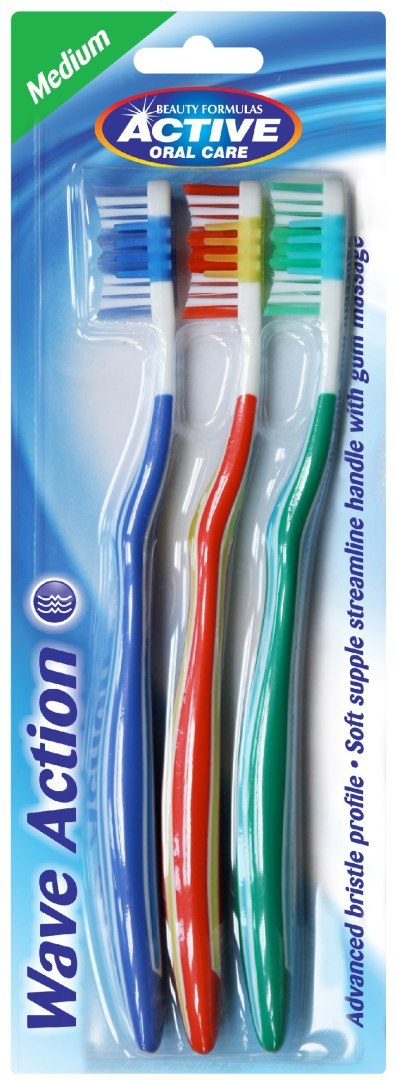 BEAUTY FORMULAS Beauty Formulas Active Oral Care Szczoteczka Wave Action średnia mix kolorów 1op.-3szt