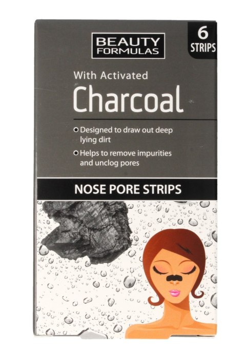 BEAUTY FORMULAS Beauty Formulas Charcoal Płatki oczyszczające na nos z aktywnym węglem 1op.-6szt