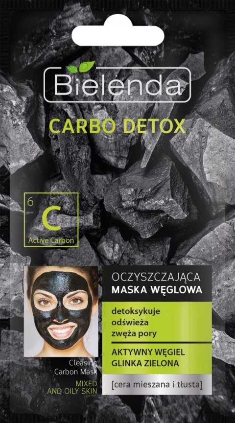 BIELENDA Bielenda Carbo Detox Czarny Węgiel Maska oczyszczająca do cery mieszanej i tłustej 8g