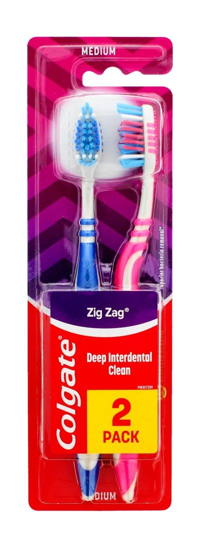 COLGATE Colgate Szczoteczka Zig Zag Plus średnia - mix kolorów 1+1 Gratis