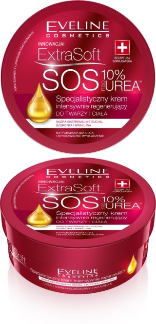 EVELINE EVELINE Extra Soft Specjalistyczny krem intensywnie regenerujący do twarzy i ciała - SOS 10% Urea 175 ml