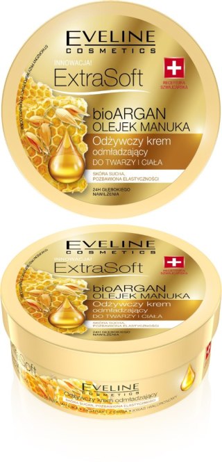 EVELINE EVELINE Extra Soft bio Argan i Olejek Manuka Odżywczy krem odmładzający do twarzy i ciała 175 ml