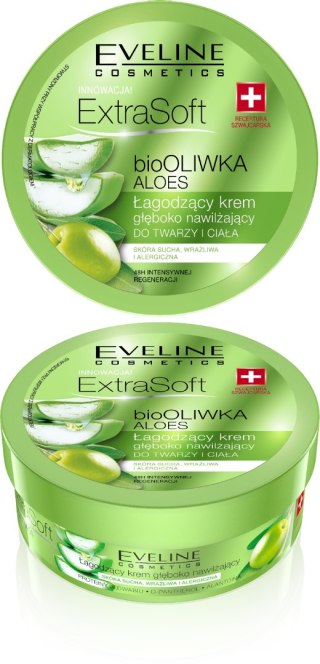 EVELINE EVELINE Extra Soft bio Oliwka i Aloes Łagodzący krem głęboko nawilżający do twarzy i ciała 200 ml
