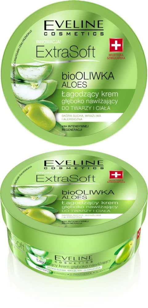 EVELINE EVELINE Extra Soft bio Oliwka i Aloes Łagodzący krem głęboko nawilżający do twarzy i ciała 200 ml