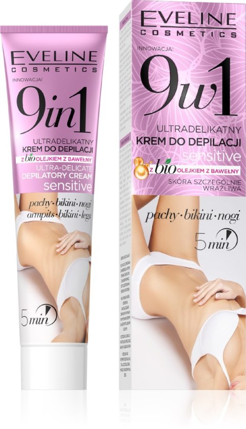 EVELINE EVELINE Ultradelikatny krem do depilacji z bio olejkiem z bawełny 9w1 - pachy, bikini, nogi 125 ml