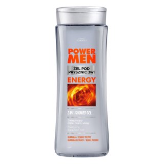 JOANNA JOANNA Power Men Żel pod prysznic 3w1 Energy - Czarny pieprz i Guarana 300 ml