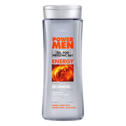 JOANNA JOANNA Power Men Żel pod prysznic 3w1 Energy - Czarny pieprz i Guarana 300 ml
