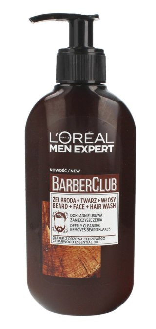 LOREAL LOREAL Men Expert Barber Club Żel oczyszczający do brody,włosów i twarzy 200 ml