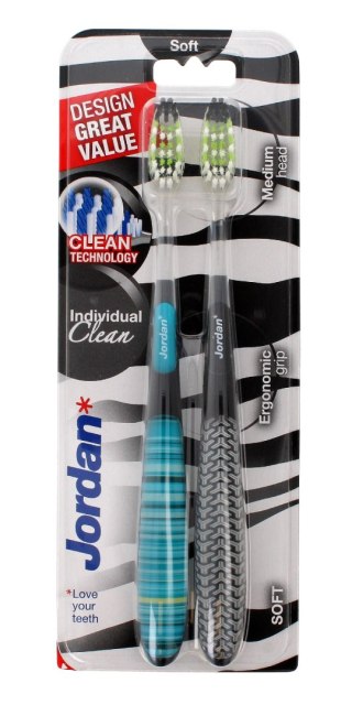 ORKLA Jordan Szczoteczka do zębów DUO Individual Clean Soft - mix kolorów 1 op-2szt