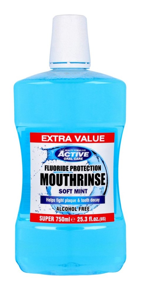 BEAUTY FORMULAS Beauty Formulas Active Oral Care Płyn do płukania jamy ustnej z fluorem Soft Mint - bez alkoholu 750ml