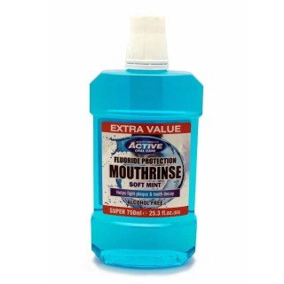BEAUTY FORMULAS Beauty Formulas Active Oral Care Płyn do płukania jamy ustnej z fluorem Soft Mint - bez alkoholu 750ml
