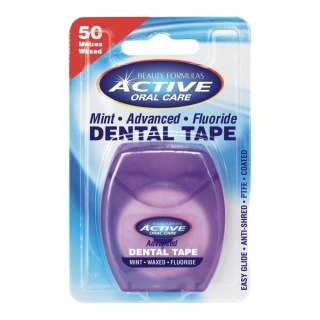 BEAUTY FORMULAS Beauty Formulas Active Oral Care Taśma dentystyczna woskowana z fluorem - miętowa 1op.-50m