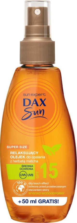 DAX OP. Dax Sun Relaksujący Olejek do opalania z herbatą Matcha SPF15 200ml