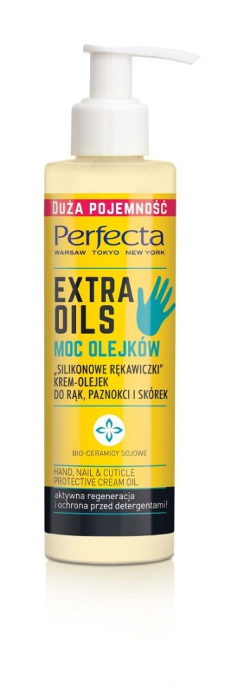 DAX PERFECTA Extra Oils Krem-olejek do rąk, paznokci i skórek - Silikonowe Rękawiczki - butelka 195 ml