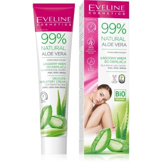 EVELINE EVELINE Łagodny krem do depilacji 99% Natural Aloe Vera - skóra wrażliwa 125 ml