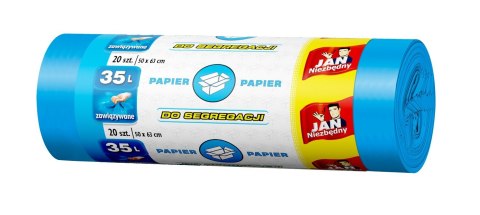 JAN N. GROSIK Sarantis Jan Niezbędny Worki do segregacji śmieci niebieskie - papier 35L 1op.-20szt