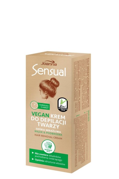 JOANNA JOANNA Sensual Krem do depilacji twarzy - skóra wrażliwa Vegan Morskie algi 20 g