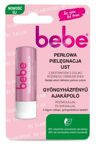 JOHNSON BEBE Pomadka ochronna Perłowa Pielęgnacja Ust z Ekstraktem z Olejku Różanego i Masłem Shea 4.9g