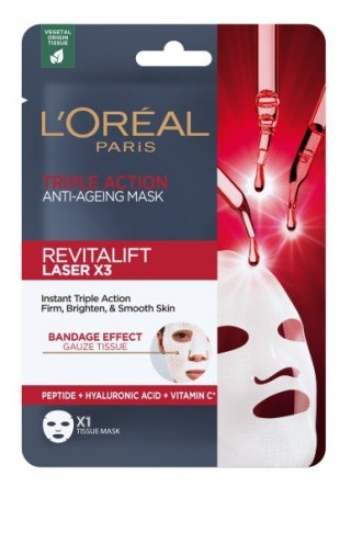 LOREAL LOREAL Revitalift Laser x3 Maska anti-aging o potrójnym działaniu w płacie 1szt