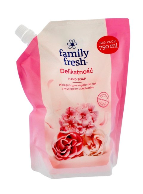 ORKLA FAMILY FRESH Pielęgnacyjne mydło do rąk z wyciągiem z jedwabiu Delikatność 750 ml - zapas