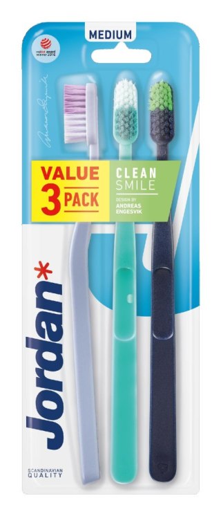 ORKLA Jordan Szczoteczka do zębów Clean Smile - soft 1op.-3szt - mix kolorów