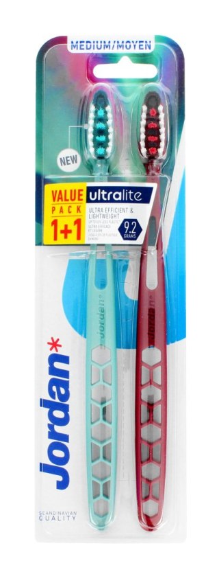 ORKLA Jordan Ultralite Szczoteczka do zębów DUO - medium 1op.-2szt.(1+1) - mix kolorów