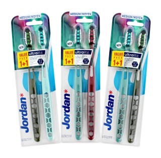 ORKLA Jordan Ultralite Szczoteczka do zębów DUO - medium 1op.-2szt.(1+1) - mix kolorów