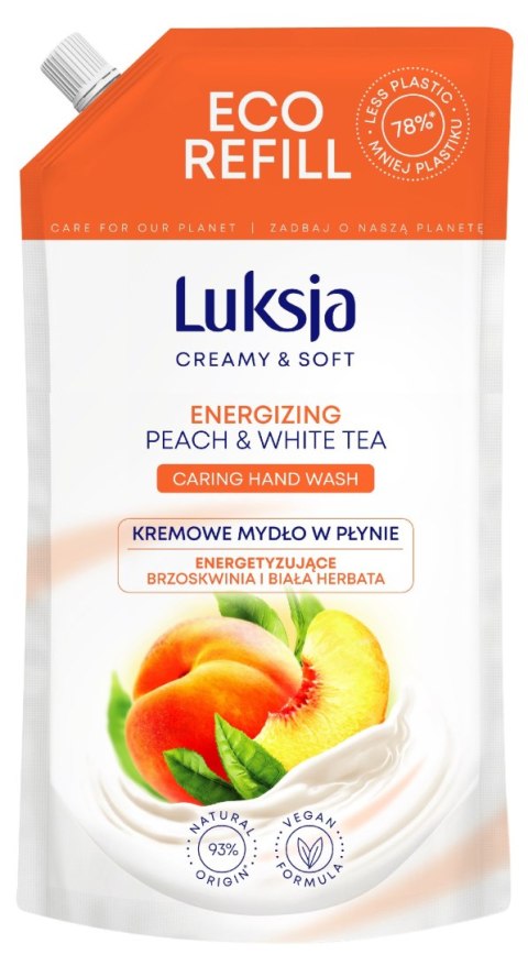 SARANTIS Luksja Creamy & Soft Energizujące Kremowe Mydło w płynie Brzoskwinia i Biała Herbata 900ml - zapas