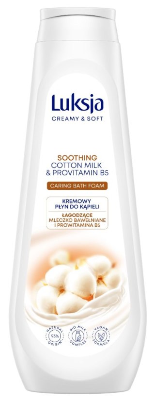 SARANTIS Luksja Creamy & Soft Kremowy Płyn do kąpieli - Łagodzące Mleczko Bawełniane i Prowitamina B5 900ml