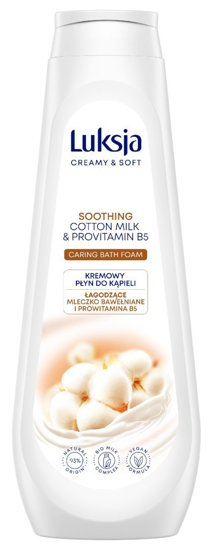 SARANTIS Luksja Creamy & Soft Kremowy Płyn do kąpieli - Łagodzące Mleczko Bawełniane i Prowitamina B5 900ml