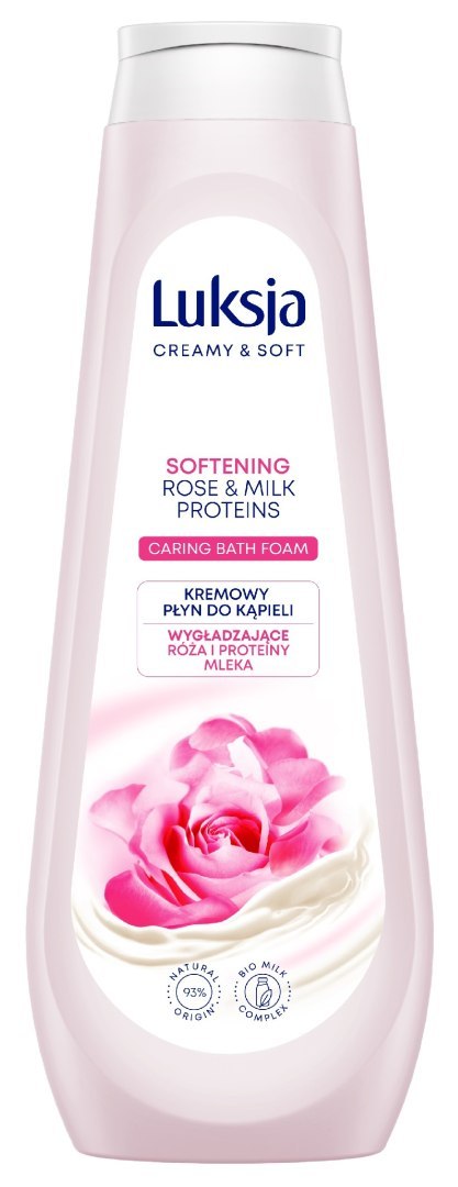SARANTIS Luksja Creamy & Soft Kremowy Płyn do kąpieli - Wygładzające Róża i Proteiny Mleka 900ml