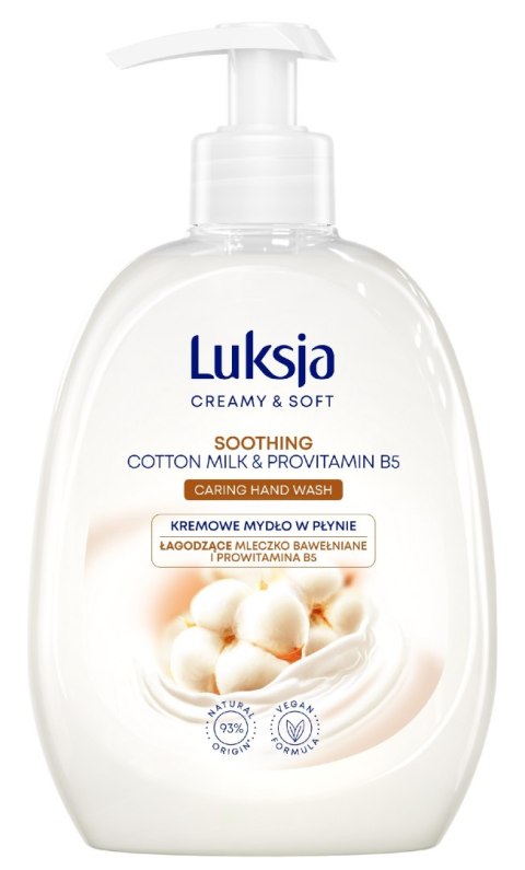 SARANTIS Luksja Creamy & Soft Łagodzące Kremowe Mydło w płynie Mleczko Bawełniane i Prowitamina B5 500ml