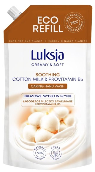 SARANTIS Luksja Creamy & Soft Łagodzące Kremowe Mydło w płynie Mleczko Bawełniane i Prowitamina B5 900ml - zapas