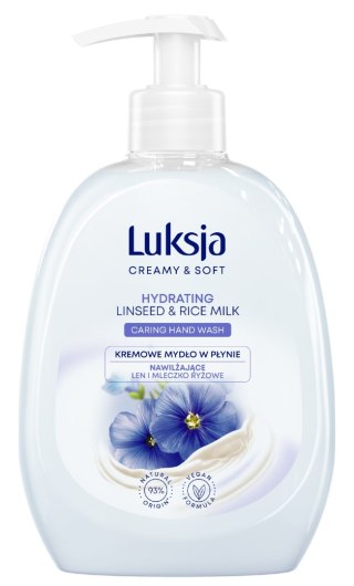 SARANTIS Luksja Creamy & Soft Nawilżające Kremowe Mydło w płynie Len i Mleczko Ryżowe 500ml