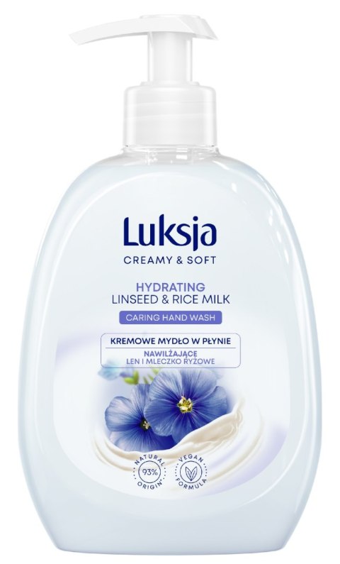 SARANTIS Luksja Creamy & Soft Nawilżające Kremowe Mydło w płynie Len i Mleczko Ryżowe 500ml