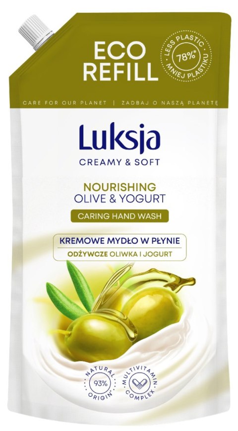 SARANTIS Luksja Creamy & Soft Odżywcze Kremowe Mydło w płynie Oliwka i Jogurt 900ml - zapas