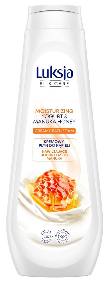 SARANTIS Luksja Silk Care Kremowy Płyn do kąpieli - Nawilżające Jogurt i Miód Manuka 900ml