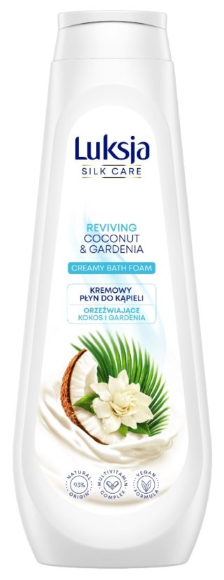 SARANTIS Luksja Silk Care Kremowy Płyn do kąpieli - Orzeźwiające Kokos i Gardenia 900ml