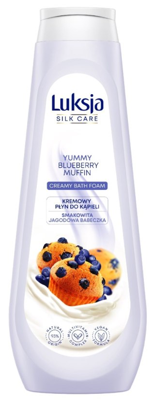 SARANTIS Luksja Silk Care Kremowy Płyn do kąpieli - Smakowita Jagodowa Babeczka 900ml
