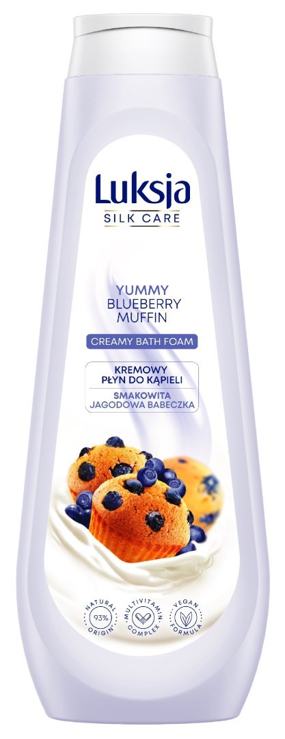 SARANTIS Luksja Silk Care Kremowy Płyn do kąpieli - Smakowita Jagodowa Babeczka 900ml