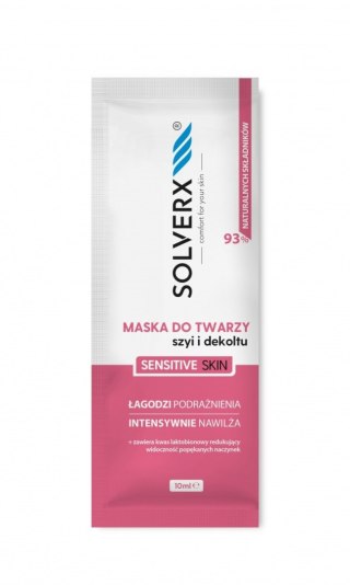 SOLVERX SOLVERX Sensitive Skin Maska łagodząca do twarzy,szyi i dekoltu do cery wrażliwej 10ml