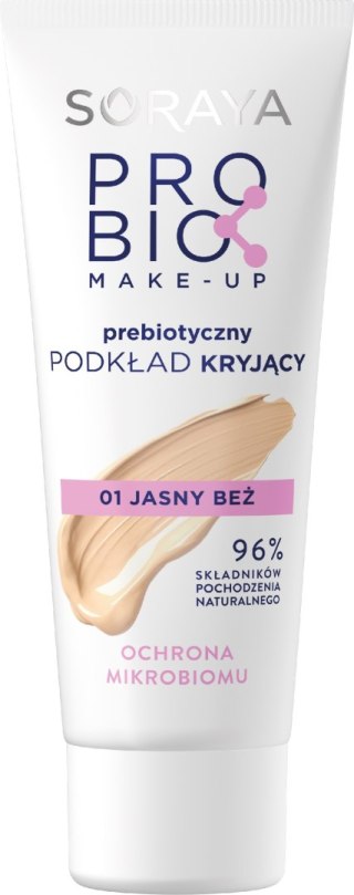 Soraya Probio Make-Up Prebiotyczny Podkład Kryjący 01 Jasny Beż - Ochrona Mikrobiomu 30 ml
